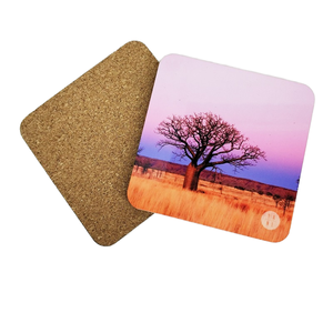 Posavasos Cuadrado de Corcho con Diseño de Atardecer en el Bosque, Antideslizante, Moderno, para Mesa - Product Image 1