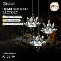 Décoration de mariage moderne et luxueuse, lumières féériques en cristal en forme de lotus, lustre LED suspendu pour la décoration de mariage