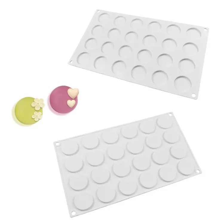P0385 Wholesale 24 Cavity and 12 Cavity Mini Circle Disc Cake Pie Tart Silicone Mould Tray Round Cake Mold Muffin Mold