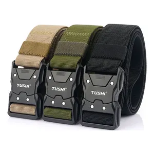 Webbing Factory Custom Wholesale Quick Release Metal Buckle Nylon Tactical Men Belt Webbing Canvas Outdoor Web Belt