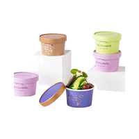 Modèles personnalisables de vente chaude biodégradables spécifications multiples gobelets en papier de crème glacée de stratification de qualité alimentaire