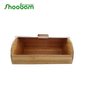 Di bambù Cibo Contenitore di Stoccaggio con Rolltop Copertura di <span class=keywords><strong>Plastica</strong></span> Bancone Della Cucina Scatola di Pane - Product Image 4