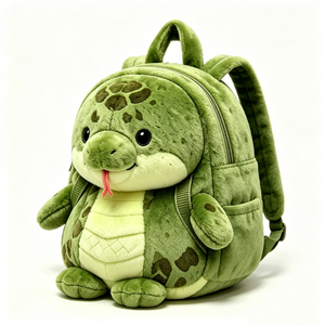 Mochila de Peluche de Serpiente Verde con Puntos Personalizada para Niños Pequeños, Linda Mochila de Peluche de Serpiente Redonda 3D para Niños, Peluche de Serpiente Verde Suave y Esponjoso - Product Image 1