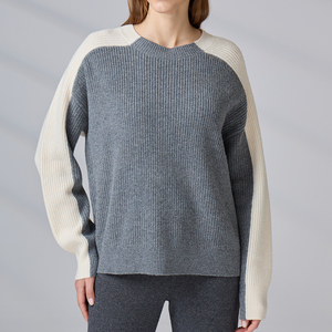 OEM Logo Women's Cashmere Blend Wool Knitted Sweater Crew Neck Long Sleeve <b>Pullover</b> - Product Image 3