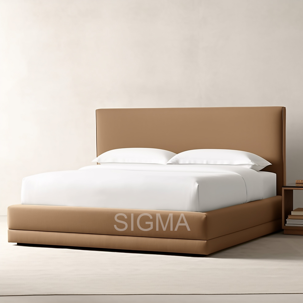 Simplicity Hotel Home Indoor Furniture bedroom king bed platform bed leather panel leather bed