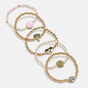 Braccialetto dell'amicizia personalizzato in <span class=keywords><strong>oro</strong></span> con perline, ciondolo a forma di matita per zaino da scuola per bambini, braccialetto elastico - Product Image 2