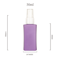 Flacon pulvérisateur carré en plastique PET de 50 ml pour parfum, avec compte-gouttes, vide, pour cosmétiques
