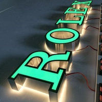 Señal de letras iluminada con logotipo 3d, señal led de canal verde, iluminada con la parte trasera