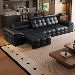 Divano Reclinabile Elettrico Moderno in Pelle Nappa Italiana - Set Divano Componibile con Movimento Elettrico - Arredamento di Lusso per Soggiorno - Product Image 1