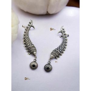 Oxidised <b>Silver</b> Fish Motif <b>Ear</b> Clip-on <b>Cuff</b> Jewellery Earring Handmade Bulk Product Customized - Product Image 2