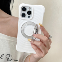 Le plus récent étui de téléphone en Silicone liquide à motif de vague de Style coréen pour Apple pour iPhone 14 15 16 17 Pro Max support magnétique poignée de téléphone