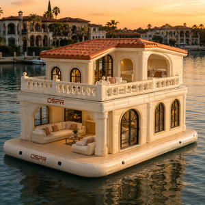 Ensemble de canapés flottants gonflables haut de gamme à deux niveaux avec <span class=keywords><strong>rideau</strong></span> détachable pour services de loisirs haut de gamme en marina - Product Image 2