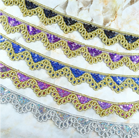 Dentelle brodée à paillettes triangulaires, dentelle à motifs, rideaux, textiles de maison, accessoires de style ethnique, dentelle