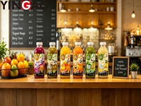Autocollant découpé sur mesure en vinyle imperméable pour bouteille de jus de fruits biologiques, autocollants de qualité supérieure pour emballage alimentaire de smoothies frais