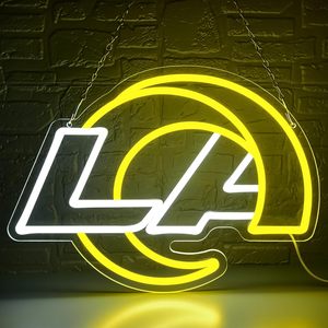 Letrero de Neón LED de los Angeles Rams para Decoración de Pared, Luz de Neón Regulable con el Logotipo del Equipo Amarillo para Cuarto de Hombre - Product Image 1