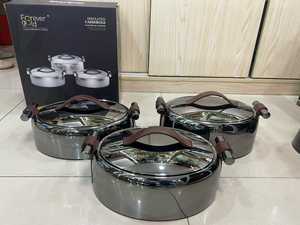 Juego de 3 Recipientes para Calentar Comida de Lujo, 2L, 2.5L, 3L, Aislados, con Asas Doradas, Elegante Regalo de Boda, Mercado de Oriente Medio, Listo para Enviar - Product Image 1