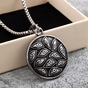 สร้อยคอจี้สแตนเลสสำหรับทุกเพศสไตล์พังก์ลายตาปีศาจดีไซน์เรขาคณิตแบบอสมมาตรเครื่องประดับแฟชั่น - Product Image 3