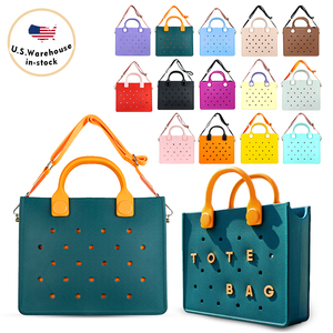 Waterproof Designer EVA <strong>Punching</strong> Women's Daily Tote <strong>Bag</strong> with Shoulder Strap Perforated Summer Vibes Beach Tote <strong>Bags</strong> Outdoor - Product Image 1