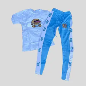 New Arrival Fall Custom Logo Two Piece Training Wear Jogger Sets Sweat Suits Short Sleeve Men Tracksuit