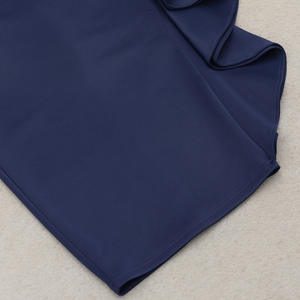 Zarif koyu mavi elastik bandaj abiye tüy balo giyim özelleştirilmiş katmanlı Mermaid özelleştirilmiş Vestidos De Fiesta - Product Image 6