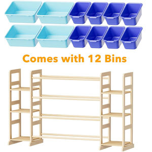 Étagère <span class=keywords><strong>de</strong></span> rangement latérale en bois <span class=keywords><strong>de</strong></span> grande taille pour la décoration <span class=keywords><strong>de</strong></span> la maison, bibliothèque pour bébé, organisateur <span class=keywords><strong>de</strong></span> jouets et <span class=keywords><strong>de</strong></span> livres pour enfants avec bacs amovibles pour la <span class=keywords><strong>chambre</strong></span> des enfants - Product Image 4