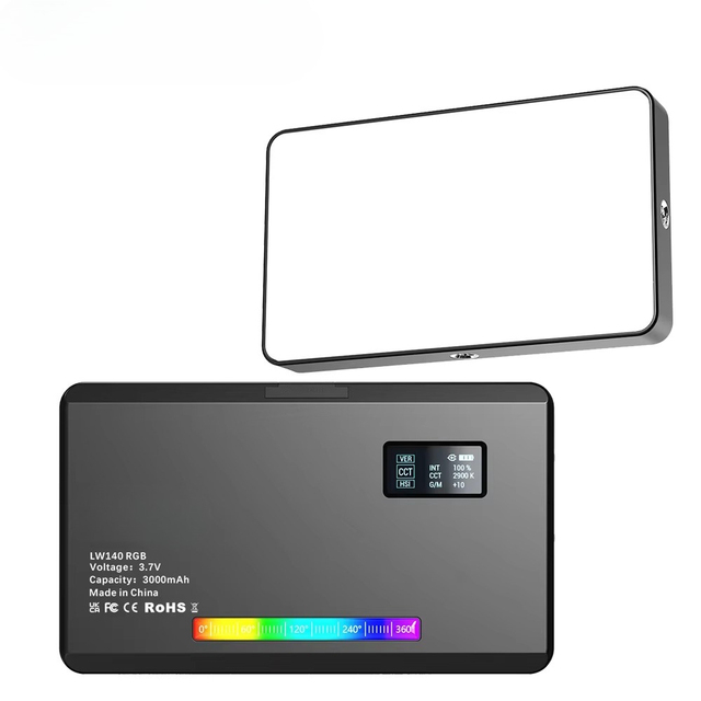 CRI95+ 2500-9000K LCD Display Cold Shoe  LW140 RGB Video Light Photography Fill Camera Lighting Panel for Vlog Live Streaming