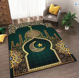 Молитвенный коврик из полиэстера, сделанный из кристаллов и бархата, мусульманский 3D принт, домашний ковер, дешевый коврик для поклонения