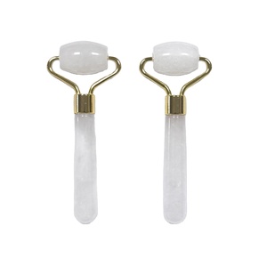 Anti Puffiness Natural Stone Therapy Massage White <b>Jade</b> <b>Roller</b> for Face - Product Image 1
