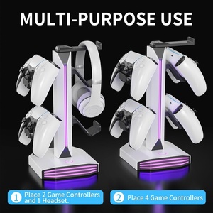 Support pour Casque Gaming avec Porte-Manette RGB USB, Neuf Modes d'Éclairage, Rangement et Recharge, Accessoires de Bureau - Product Image 6