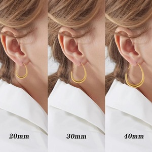 1 Paire de Boucles d'Oreilles Créoles Goutte d'Eau pour Femmes et Filles, 20/30/40/47MM, en Acier Inoxydable, Couleurs Argent et Or, Bijoux Pendante Ovales Massives, Cadeaux - Product Image 2