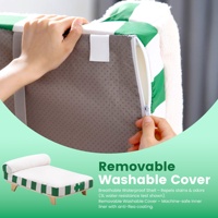 Cama Moderna Rectangular Plegable para Mascotas, Patas de Madera Resistentes, Diseño Acogedor con Rayas, Sofá Elevado para Perros Pequeños y Gatos, Cartón Ecológico
