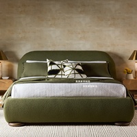 Lit plateforme rembourré en tissu bouclé rétro français, lit moderne taille King ou Queen pour chambre principale, hôtel, salle d'exposition, mobilier de maison