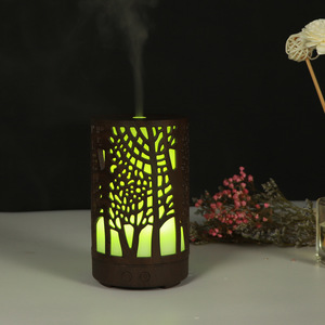Diffuseur d'arômes en bois grainé, humidificateur 100 ml, lumière LED, type brume, pour la maison et le bureau - Product Image 3