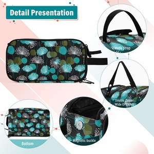 Portable Large Cosmetic <b>Storage</b> Organizer Bag Wild Flower Custom Design Women <b>Toiletry</b> Bag Travel Makeup Bag with Two Zipper - Product Image 2