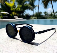 Kacamata Hitam Polarisasi Bulat Desain Buatan Tangan dengan Filter ND Terintegrasi dan Lensa UV400, Kacamata Peredup Kecerahan yang Dapat Disesuaikan