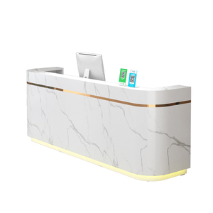 Mostrador de Recepción Gris Mate, Mostrador Frontal Discreto para Vestíbulo de Edificio Corporativo Moderno - Product Image 1