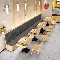 Modernes Design Quadratische Holz-Leder Fast-Food-Café Restaurant Tisch und Stuhl Sofa Sitzecke Möbel Sitzgruppe