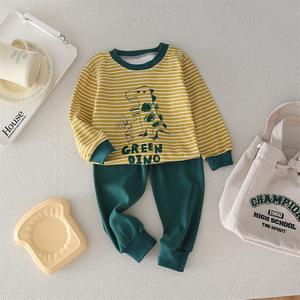 Vendita calda 100% Set di <span class=keywords><strong>abbigliamento</strong></span> per bambini in cotone con stampa di cartoni animati Set di pigiami per bambini e pantaloni a manica lunga per neonati - Product Image 3