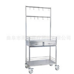Medical 304 Stainless Steel Infusion Cart Double Drawer Hospital Trolley <b>For</b> Patient Infusion Durable Design - Product Image 3