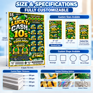 Tarjeta de Lotería Rasca y Gana Personalizada de Fábrica, Impresión Digital con Forma Troquelada, Tarjeta de Premios Grande para Negocios - Product Image 6
