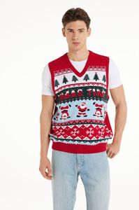 FNJIA Custom <strong>Men's</strong> Oversize Pullover Jumper Fall Jacquard Christmas Print Knitted Sweater Casual Style for <strong>Holiday</strong> <strong>Vest</strong> - Product Image 3