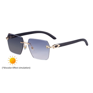 Gafas de Sol Fotocromáticas de Lujo para Hombre, Montura Cuadrada sin Marco, Lentes de PC con Protección UV400, Montura de Metal Negro y Plástico, Diseño de Cabeza de Leopardo - Product Image 3
