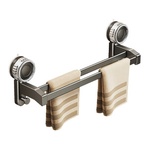 Blue Vine Double Towel Bar Wall Mounted No Drill Suction Cup Bathroom Storage Rack - Product Image 3