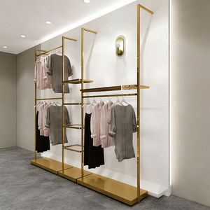 Étagère de présentation de vêtements pour boutique, présentoirs à vêtements dorés, étagères pour magasin de vêtements, présentoirs à vêtements en métal pour la vente au détail - Product Image 4
