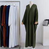 Abaya longue unie ample à devant ouvert pour femme, cardigan kimono en polyester, vêtement d'extérieur modeste, tenue islamique de Dubaï