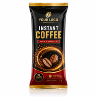 Sachet de café instantané imprimé sur mesure, paquet individuel de café en bâtonnet, emballage en poudre noir et or, petit format