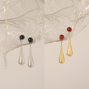 Round Crystal Beaded Droplet Shaped <b>Earrings</b> Fashionable Gold Plated Natural <b>Red</b> Agate Removable <b>Earrings</b> - Product Image 2