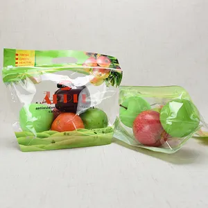 Großhandel benutzerdefinierter Griff Kunststoff wiederverwendbare Reißverschluss Obst-Verpackungsbeutel durchsichtig klar Gemüse-Ständerbeutel