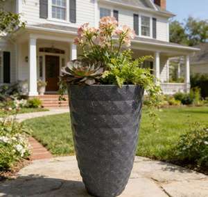 हल्के सफेद स्पेक्केल्ड रिबन pp फूलों के बर्तन लंबे बड़े कैलिबर इनडोर आउटडोर होम गार्डन प्लांटर आधुनिक न्यूनतम सजावट - Product Image 3