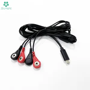 USB personalizzato tipo C maschio a 4 cavi filo da 4.0MM pulsante a scatto femmina cavo terapia dell'elettrodo cavo a fibbia